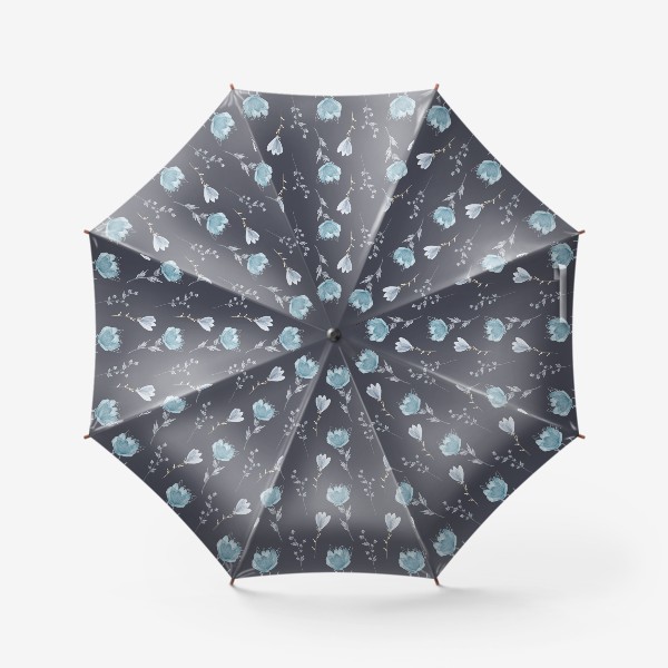 Зонт «Нежный цветочный паттерн с голубыми цветами акварель»