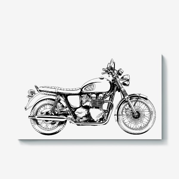 Холст «Мощный мотоцикл, нарисованный от руки принт»