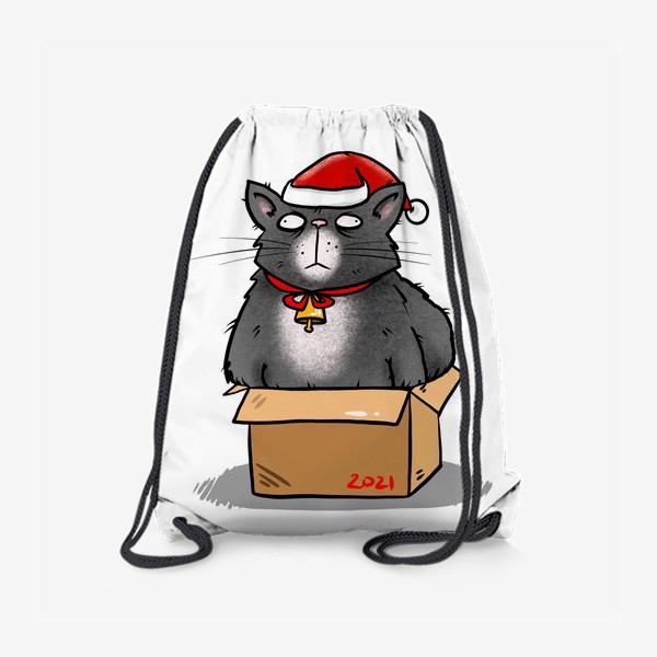 Рюкзак «Новогодний кот в шапке деда мороза »
