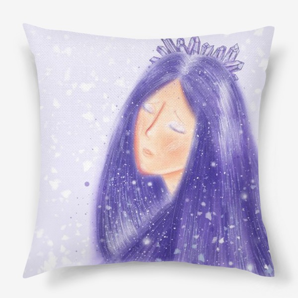 Подушка «Ледяная девушка зима с кристаллами»
