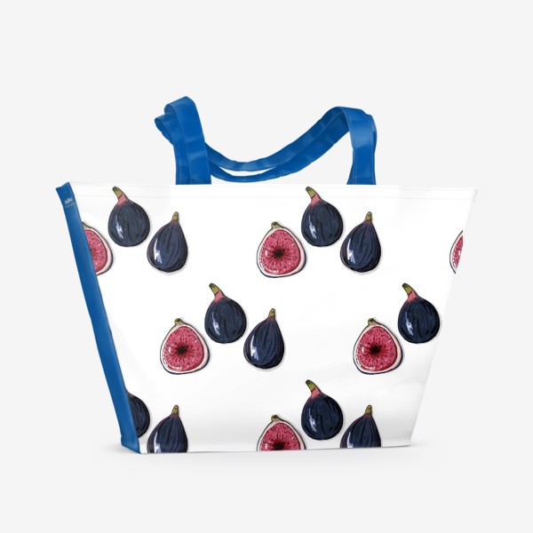 Пляжная сумка «Фруктовый орнамент с инжиром. Сочные свежие плоды фигового дерева»