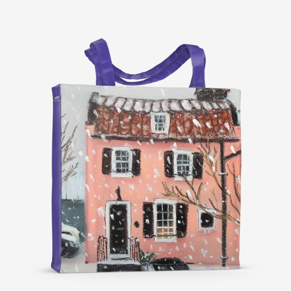 Сумка-шоппер «Розовый дом Архитектура Зимний городской пейзаж»