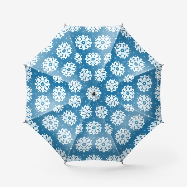 Зонт «Белые снежинки на синем фоне»