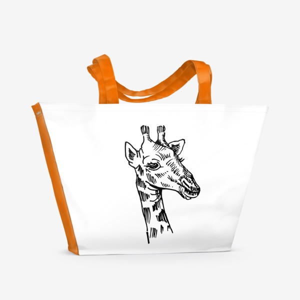 Пляжная сумка «Жираф. Чёрно-белый скетч»