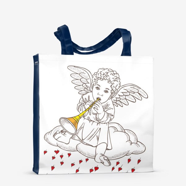 Сумка-шоппер «Ангел сидит на облаке с флейтой»