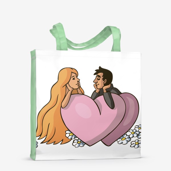 Сумка-шоппер «Влюбленная пара и сердце иллюстрация»