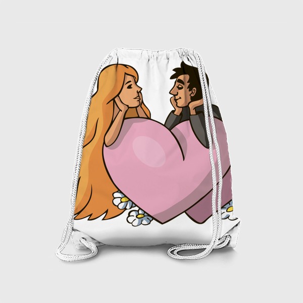 Рюкзак «Влюбленная пара и сердце иллюстрация»