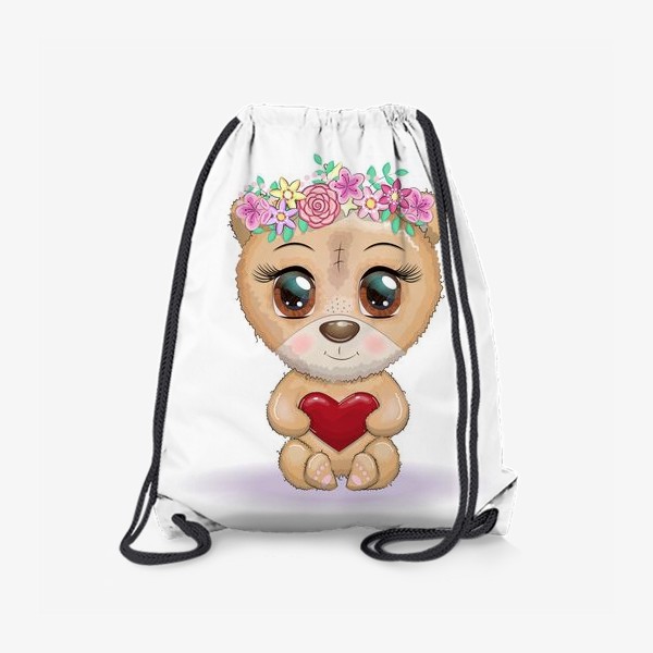 Рюкзак «Мишка с сердечком в веночке, 14 февраля»