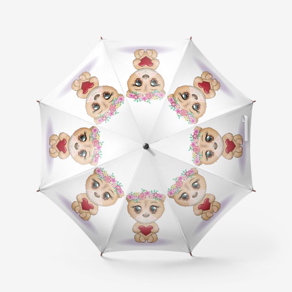 Зонт «Мишка с сердечком в веночке, 14 февраля»
