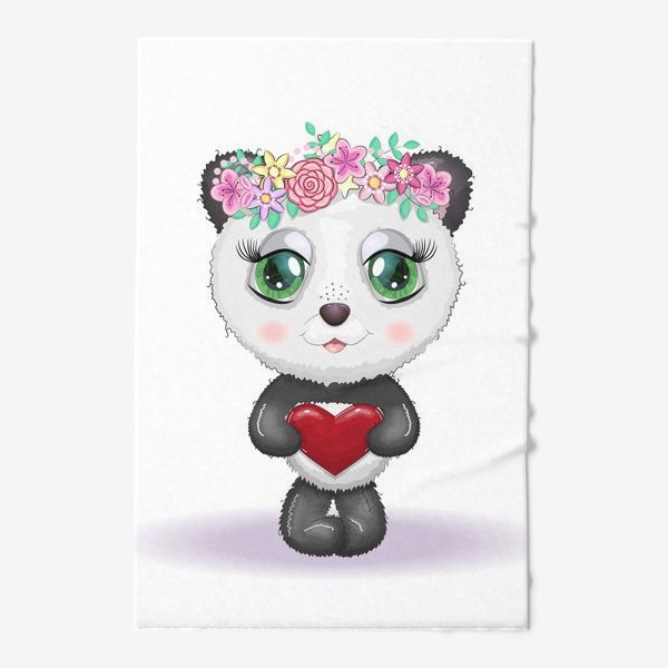 Полотенце «Мишка-панда с сердечком в веночке, 14 февраля»