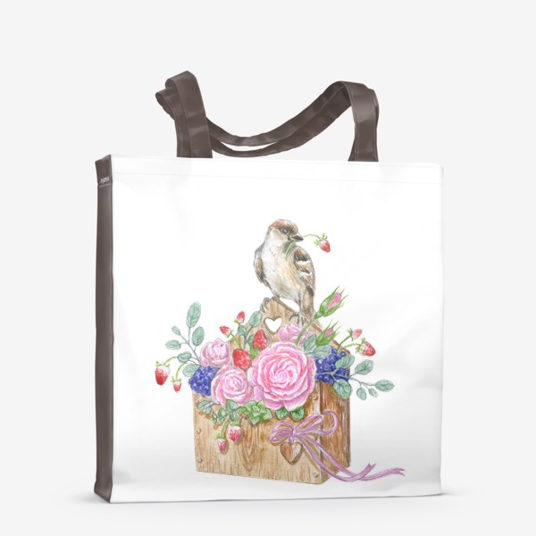 Сумка-шоппер «Птичка с цветами»