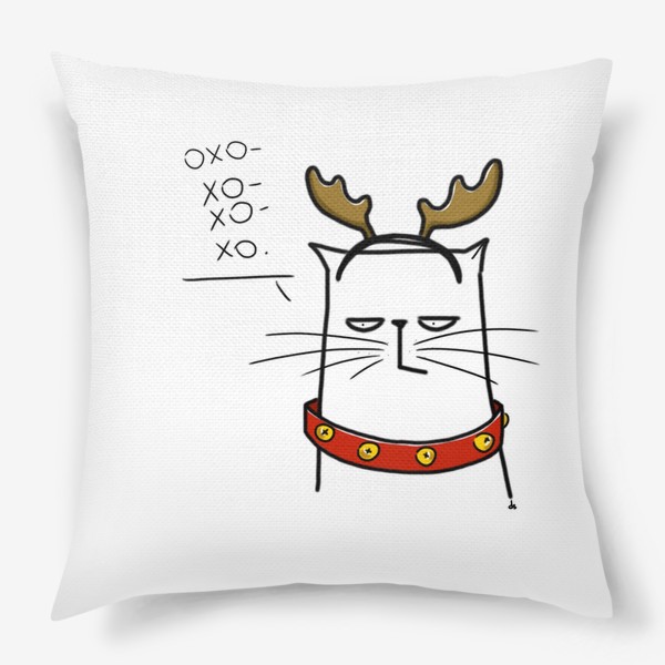 Подушка «Новогодний олень-кот. Охо-хо-хо-хо»