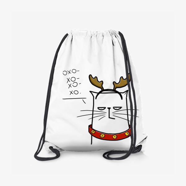 Рюкзак «Новогодний олень-кот. Охо-хо-хо-хо»