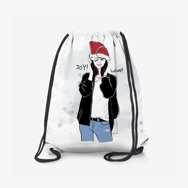 Рюкзак «Девушка в новогодней шапке.Счастье»