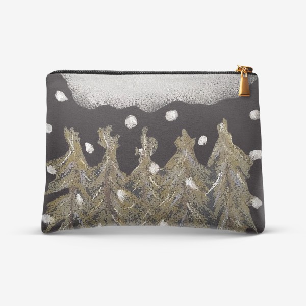 Косметичка «Зимний лес Сани с подарком Новогоднее настроение Праздник Пастель»