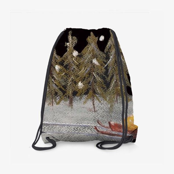 Рюкзак «Зимний лес Сани с подарком Новогоднее настроение Праздник Пастель»
