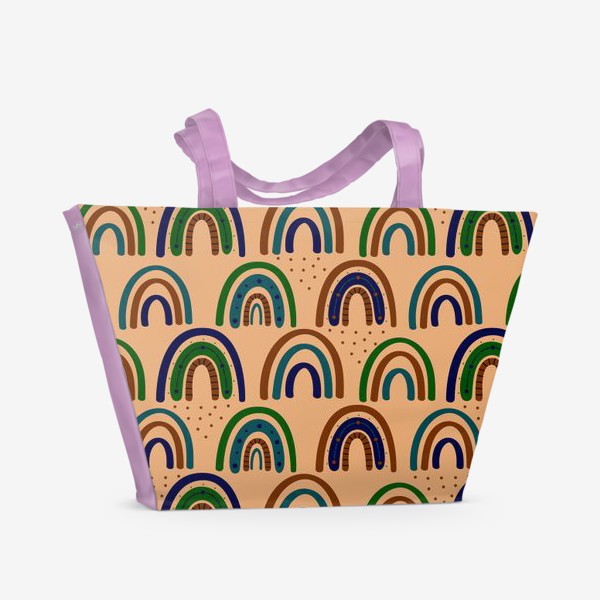 Пляжная сумка «Хиппи радуга. Богемный паттерн в теплых тонах»