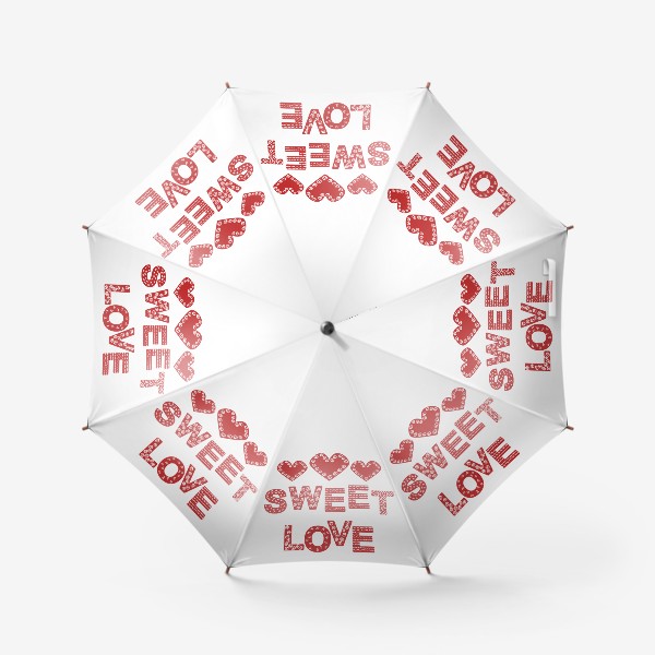 Зонт «Сладкая любовь надпись и сердечки»