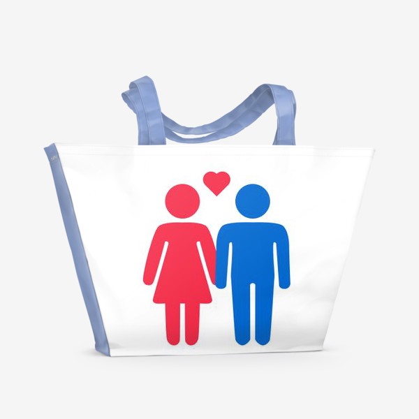 Пляжная сумка «Инь-янь, влюбленная пара в сине-красных тонах»