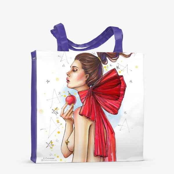 Сумка-шоппер «Новогодняя дева с елочным шаром »