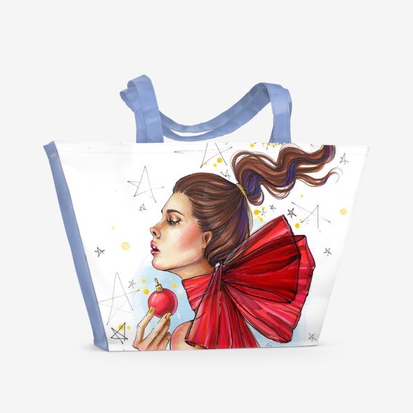 Пляжная сумка «Новогодняя дева с елочным шаром »