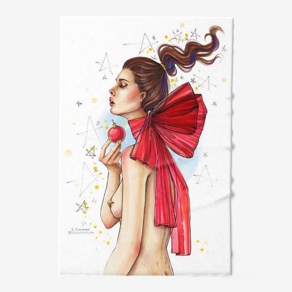Полотенце «Новогодняя дева с елочным шаром »