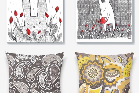 Серые детали в интерьере: текстиль и настенный декор от PinkBus