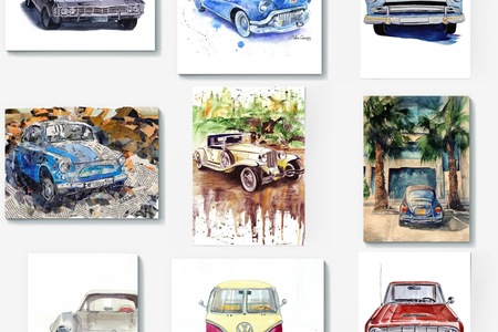 Ретро-автомобили в интерьере: постеры, картины и холсты